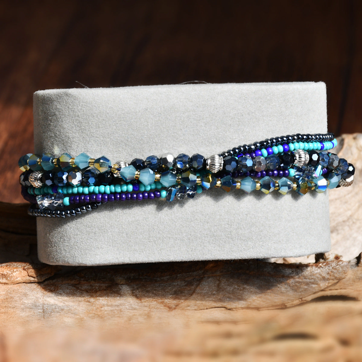 Wholesale Bohemian multi-layer natural gravel crystal beaded bracelet
