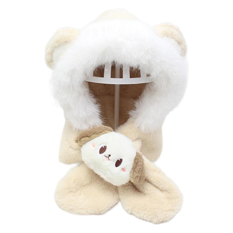 Wholesale Children's Hat Scarf Integrated Autumn and Winter Plush Baby Ear Protection Warm Plush Hat