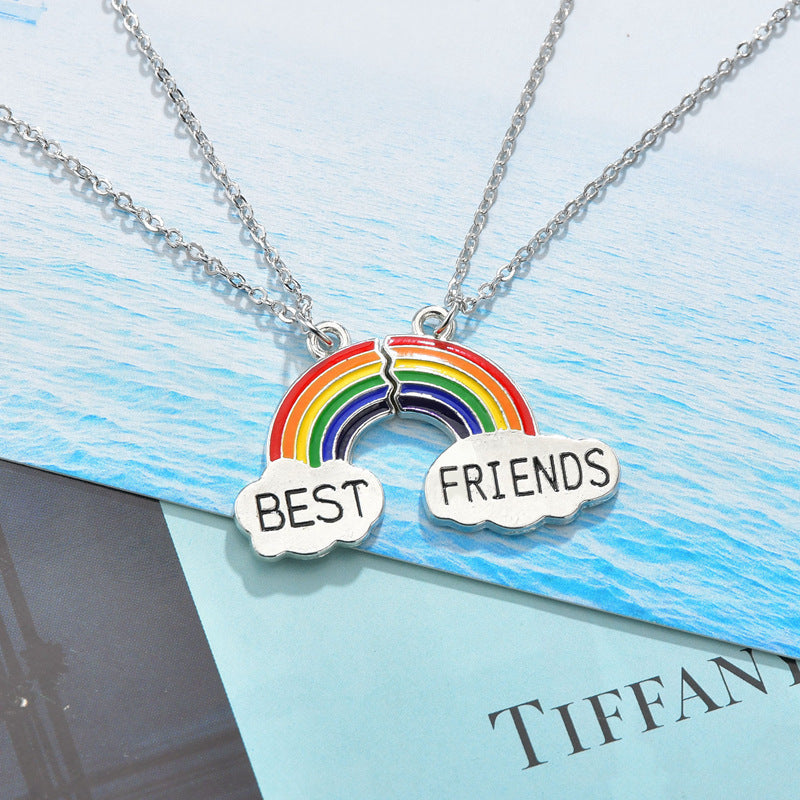 Wholesale Creative Rainbow Necklace Best Friends Stitching Necklace