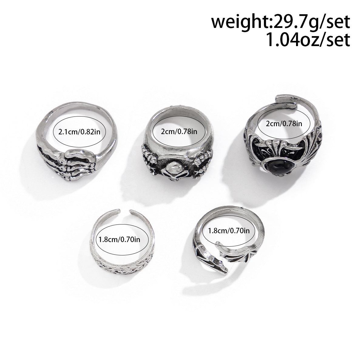 Wholesale  men's Gothic skull gemstone ring hip-hop style