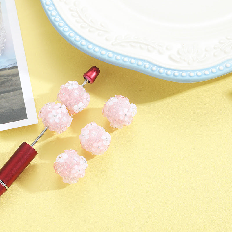Wholesale 10pcs Heavy Industry Patch Drilling Flower Ball Straight Pole Bead