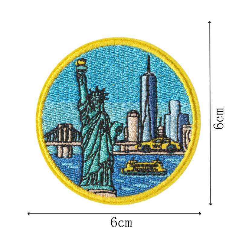 Wholesale World City Landmarks Iron On Embroidered Patches 9 Piece Set DIY Craft Supply Decorative For Clothes Backpack Journal Towel Fashion Accessory Gift