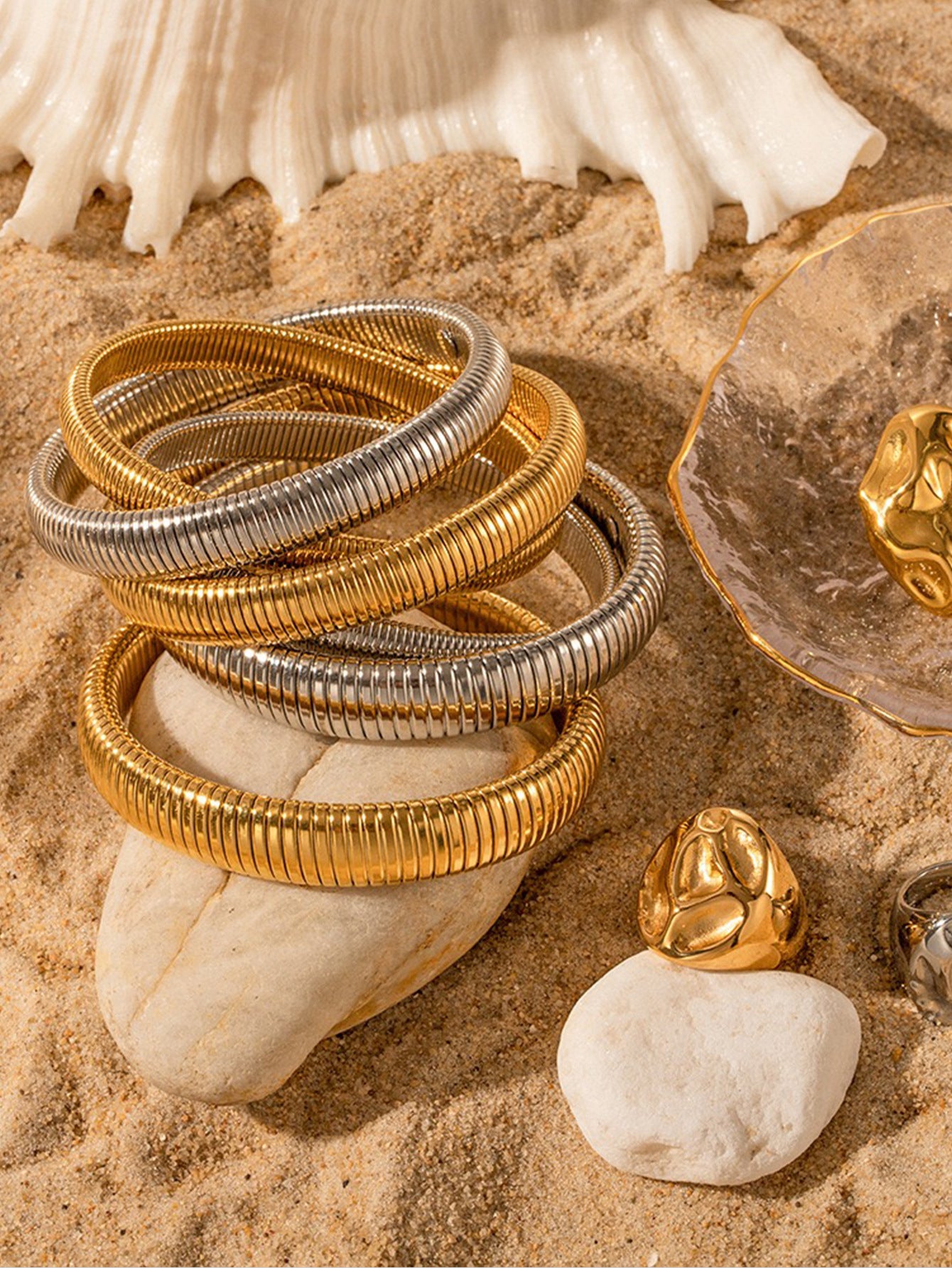 Wholesale Stretch Wide Titanium Steel Bracelet