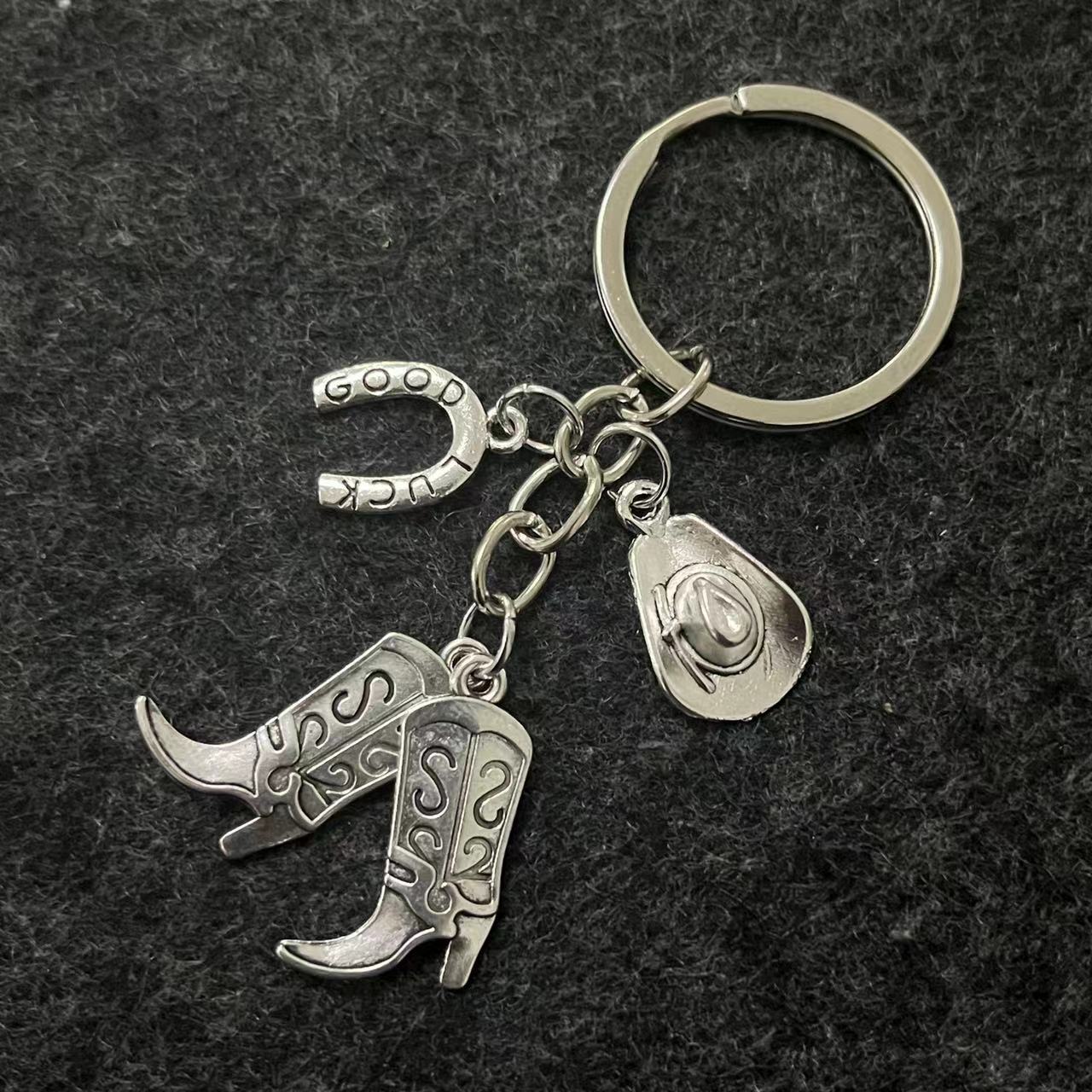Wholesale Cowboy Hat Boots Horseshoe Horse Head Western Cowboy Prairie Grazing Keychain