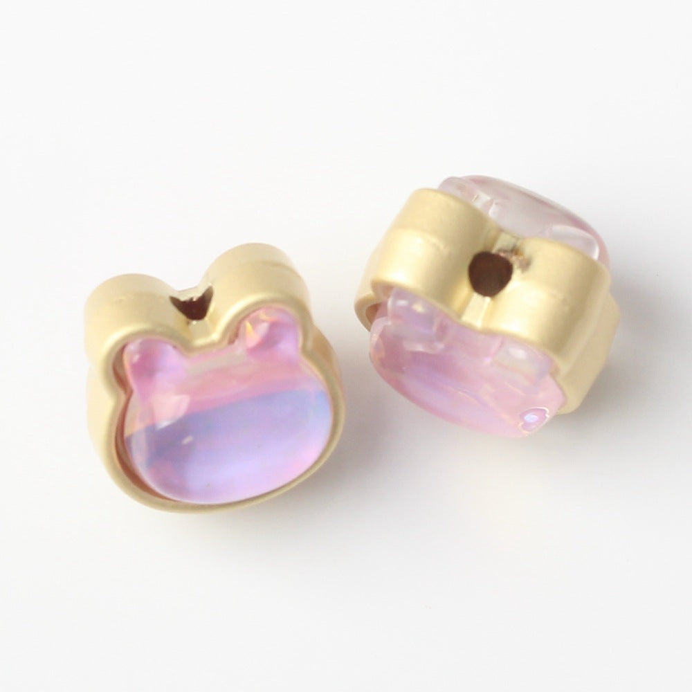 Wholesale Alloy Bear Zircon Inlaid Double-sided Loose Bead String with Separated Beads