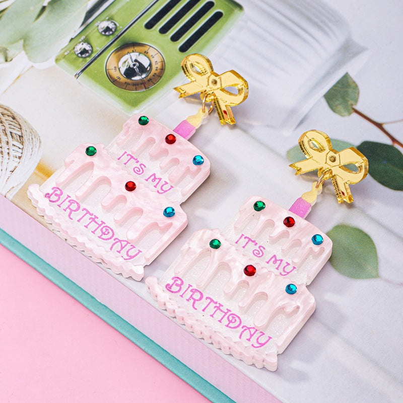 Wholesale Birthday Cake Acrylic Earrings