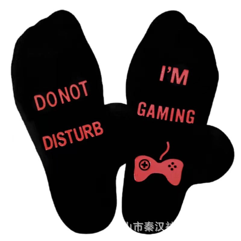 Wholesale European and American Cotton Midsole Bottom Letter Anti Slip Adhesive Floor Socks