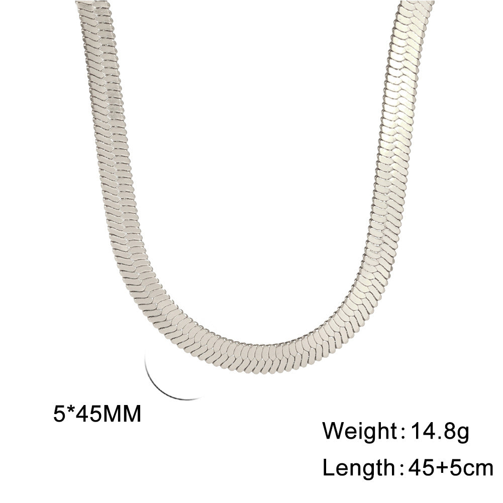Wholesale Stainless steel snake flat chain snake chain gold necklace snake bone stainless steel plain chain necklace