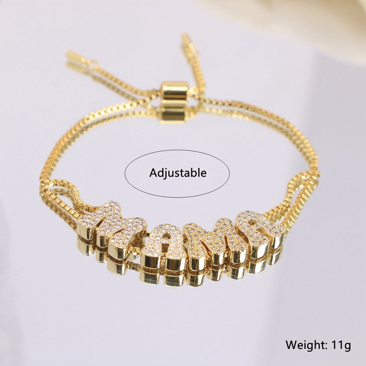 Wholesale Mother' s Day LOVE English letter diamond studded bracelet