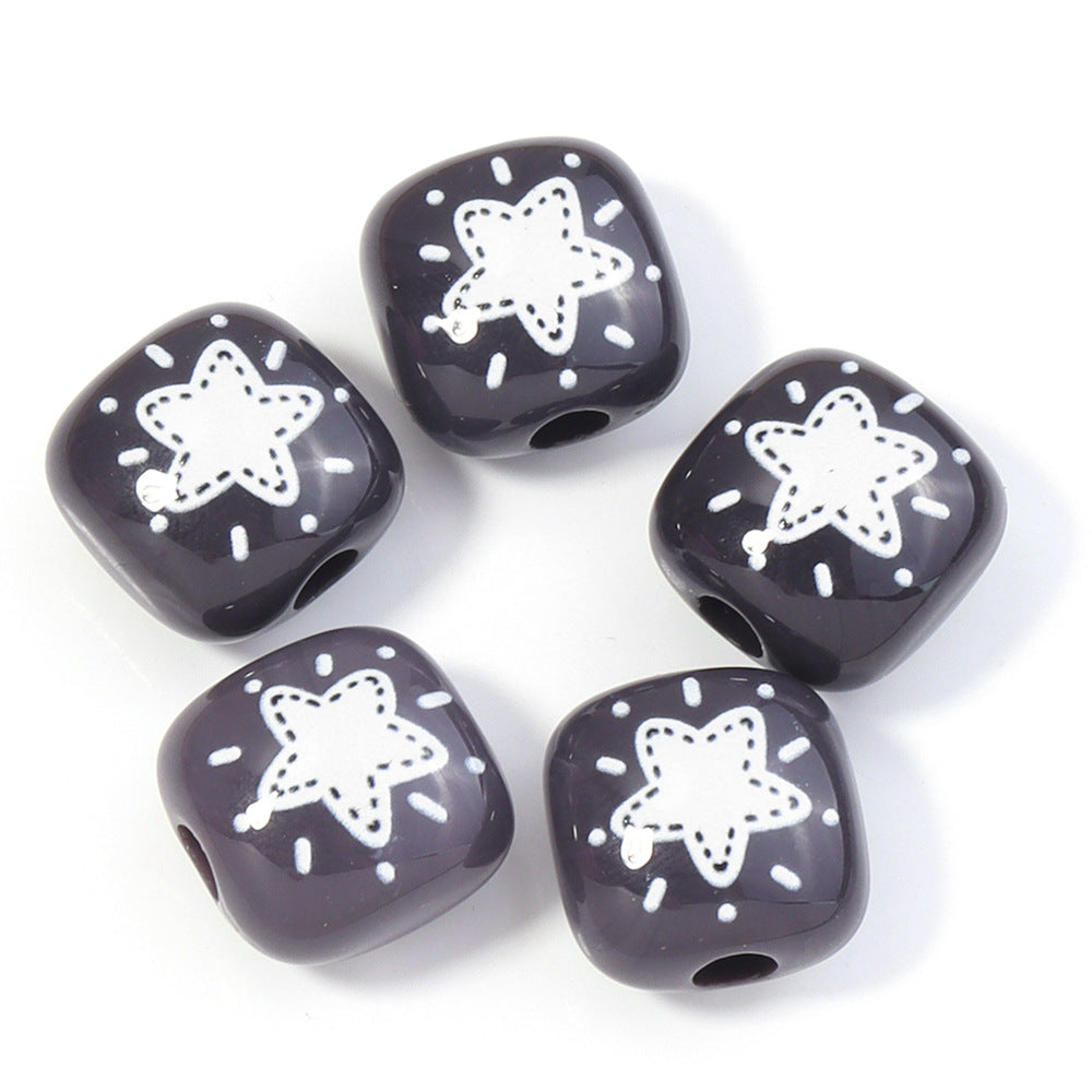 Wholesale 10pcs simple stroke printing Mantou Acrylic Beads