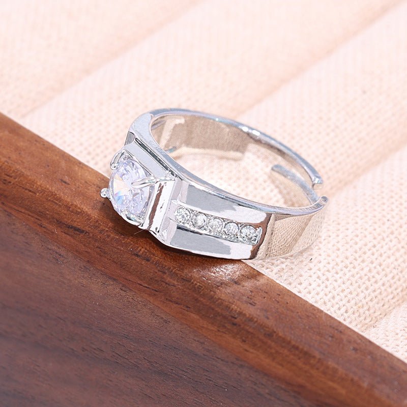 Wholesale Gold Plated Open Wedding Ring Imitation Moissanite Ring