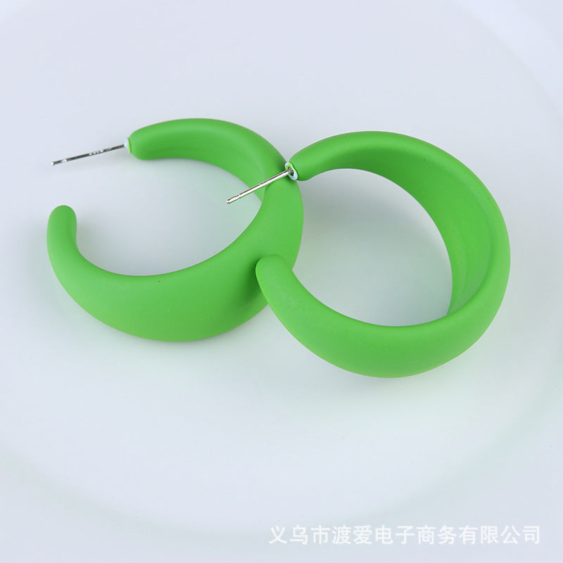 Wholesale Acrylic Baked Paint C-ring Geometric Earrings
