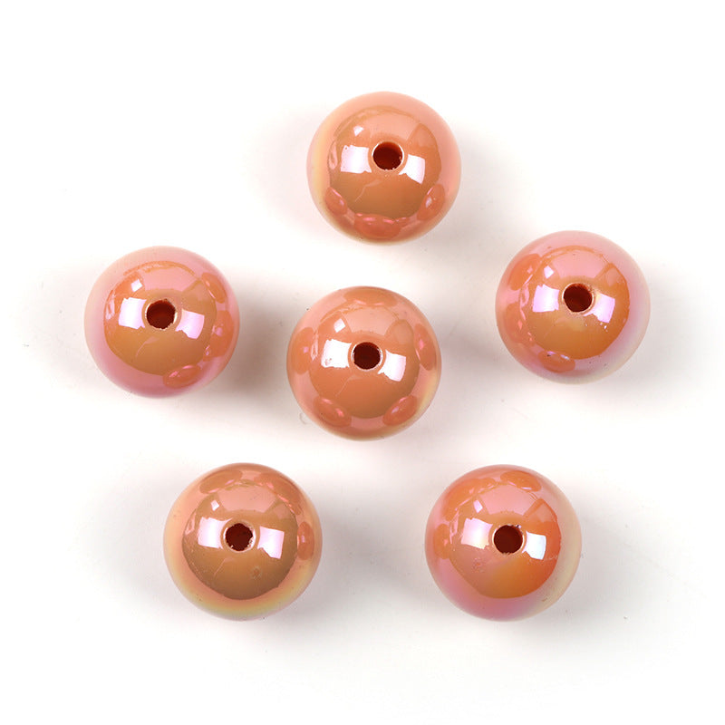 Wholesale 100pcs UV color plated solid color round beads 16mm acrylic beads