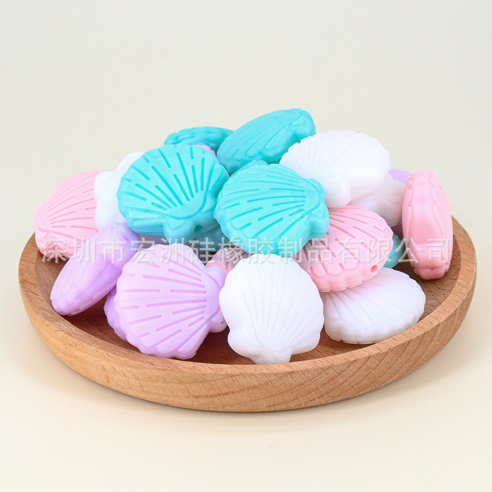 Wholesale 10pcs/ pack Shell Epoxy  Food Grade Silicone Beads DIY Loose Beads