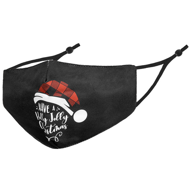 Wholesale Christmas Winter Warm Cartoon Black Three-Layer Printed Washable Cloth Cotton Mask