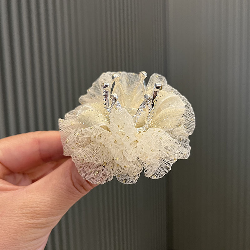 Wholesale Children's mesh flower clip stereo Crown girl hair accessories