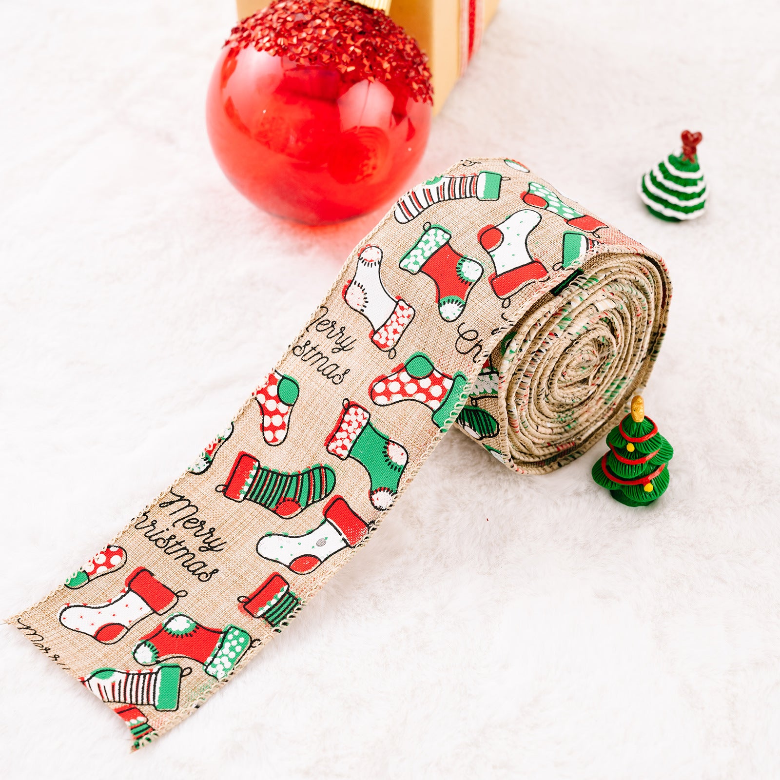 Wholesale Christmas Decorations, Cartoon Stickers, Linen Woven Ribbons