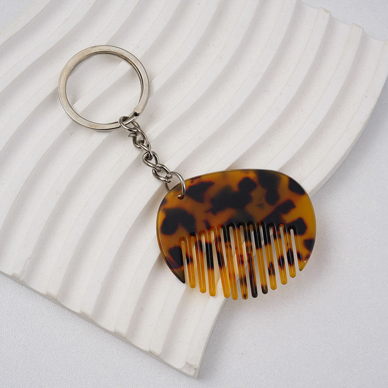 Wholesale Leopard print vinegar comb pendant keychain
