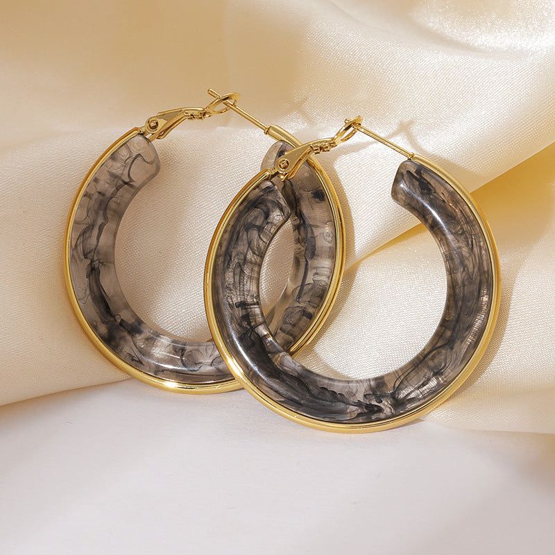 Wholesale Stainless Steel Earrings Resin Hoops Luxury  Earrings