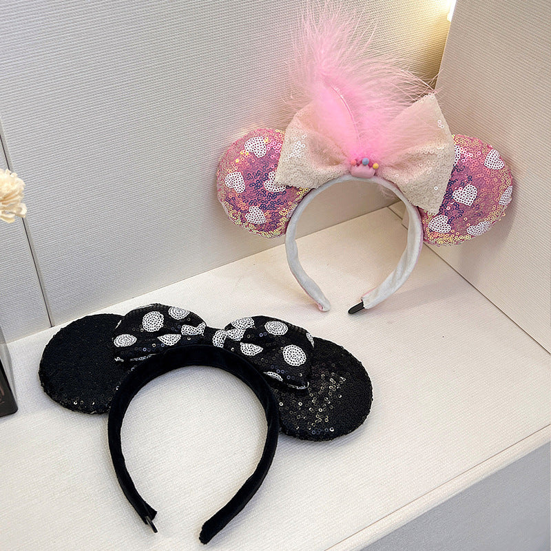 Wholesale Amusement Park SequinsMickey Bows Funny and Cute Plastic Headband