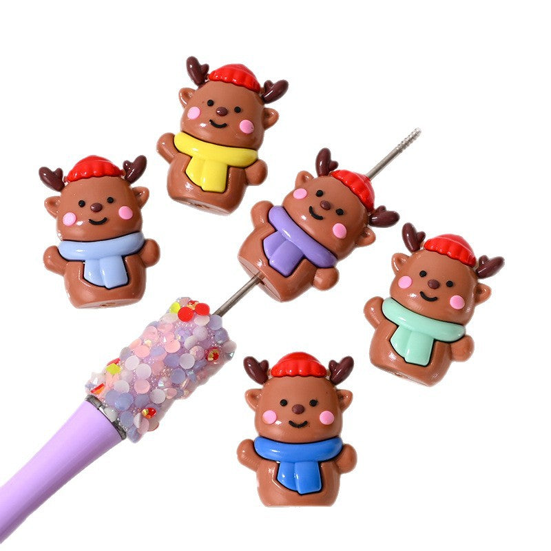 Wholesale 5pcs/pack  Christmas Cartoon Series Through-Hole Rubber Beads  Acrylic Beads