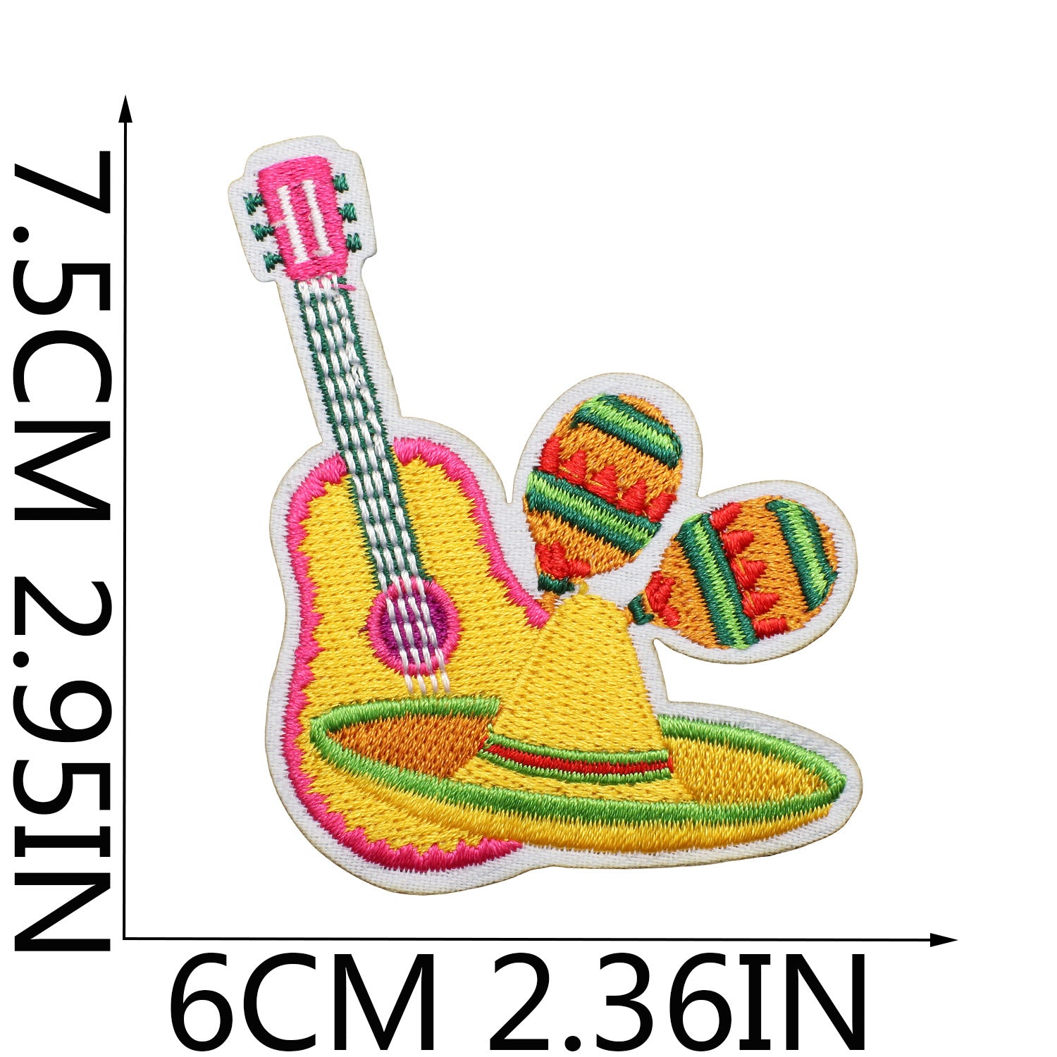 Wholesale Polyester Thread Embroidered Patch Mexico Carnival Skull Guitar Theme Clothing Decoration Gift Party Fashion Accessory