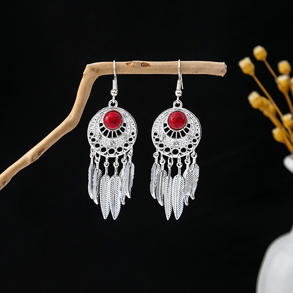 Wholesale Vintage Bohemian Tassel Turquoise Earrings