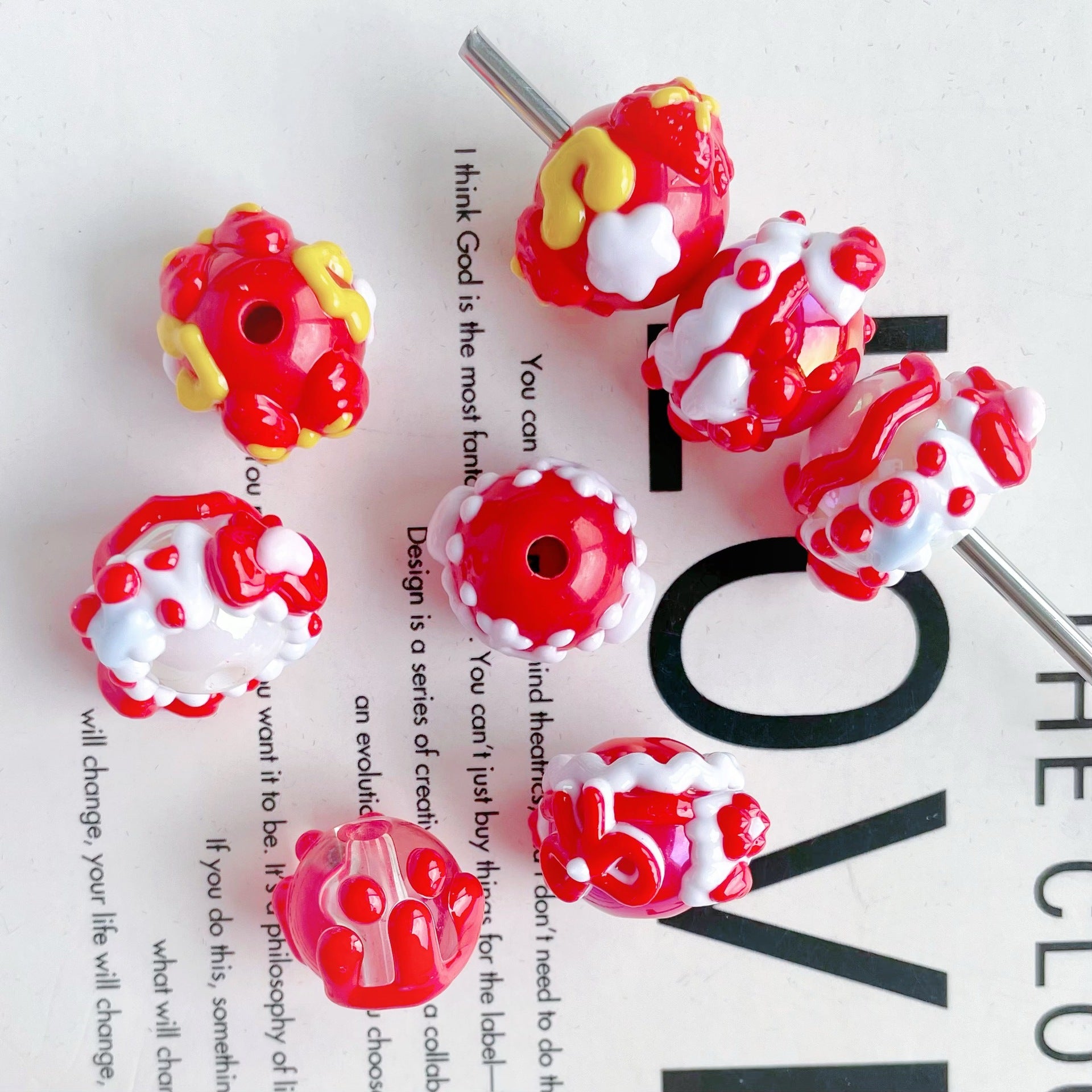 Wholesale 10pcs  Red New Year Love Butterfly Acrylic Beads