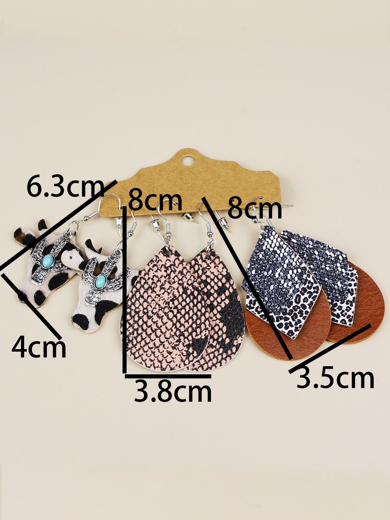 Wholesale Multi-layered Leather Earrings Symmetrical Love Earrings