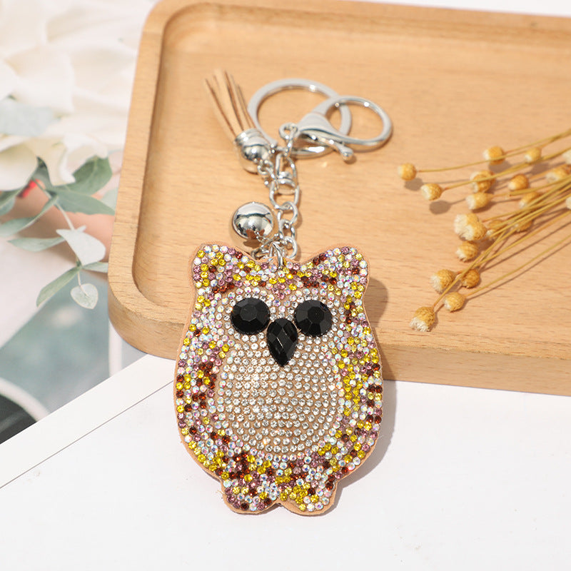 Wholesale 12pcs  cartoon owl rhinestone keychain