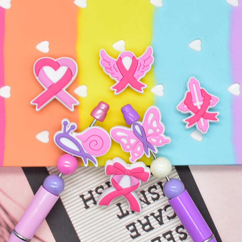 Wholesale Random 100pcs Colorful Ribbon Beads PVC Soft Rubber Beads Focal Beads