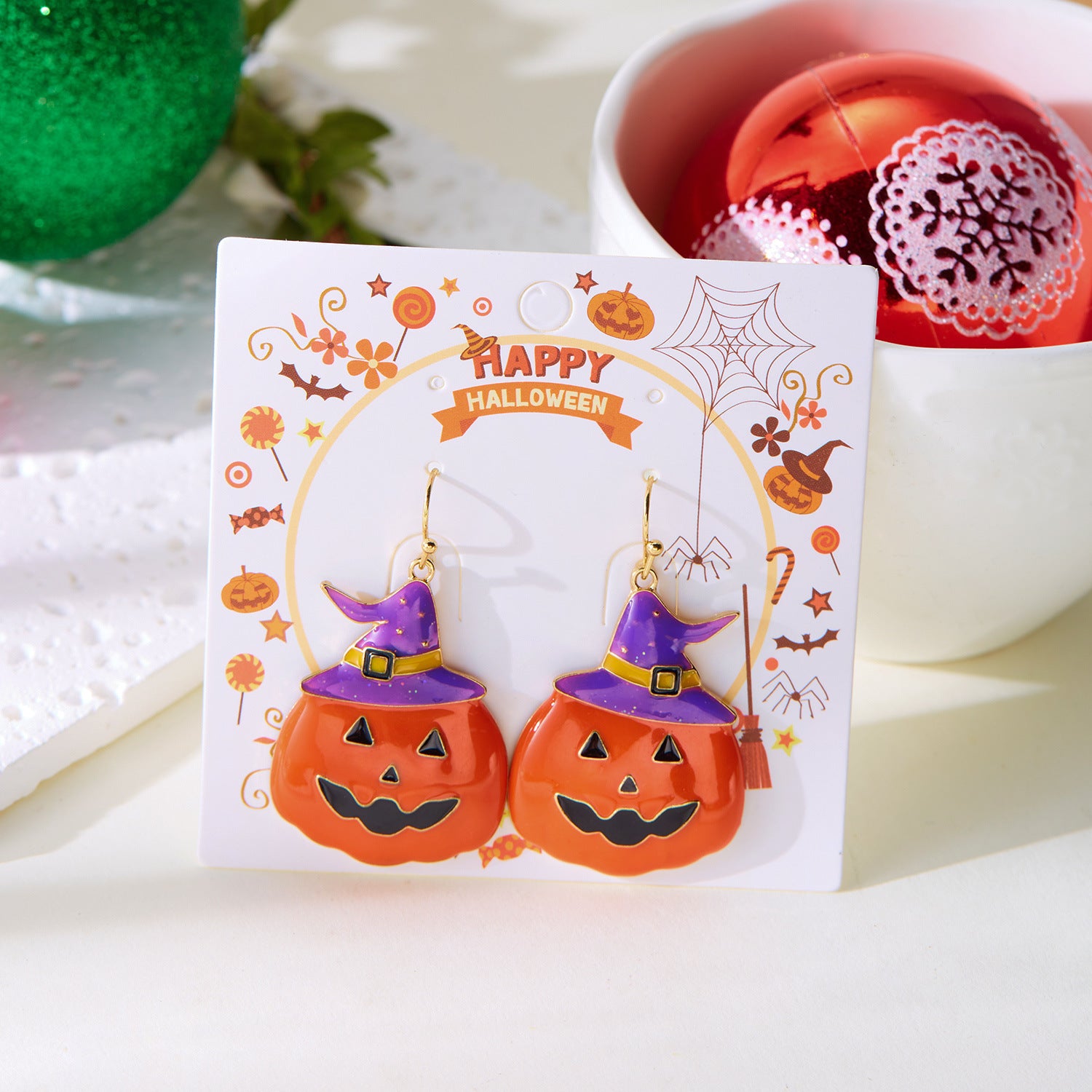 Wholesale  Pumpkin Skull Bat Earrings