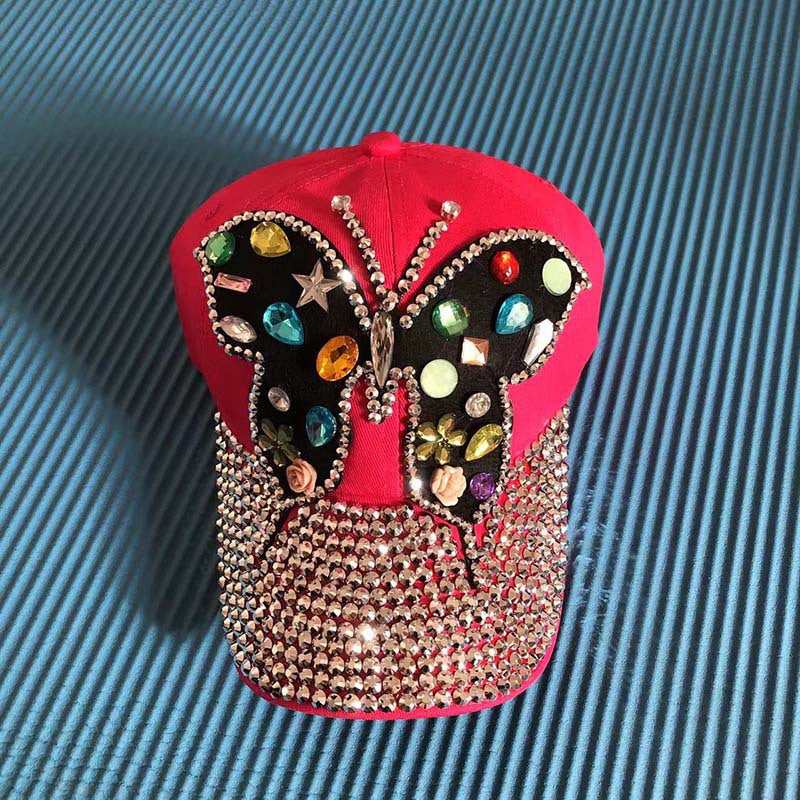 Wholesale Denim Butterfly Diamond Baseball Cap
