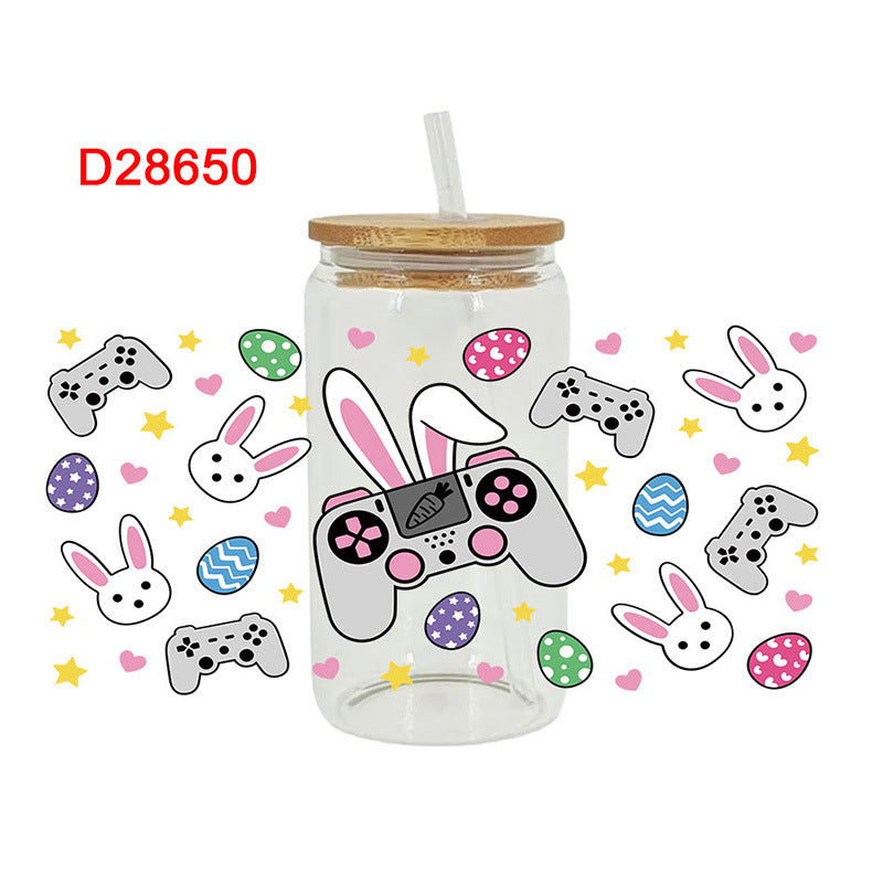 Wholesale Easter Game Machine Rabbit Easter Egg 16oz Cup UV DTF Wraps