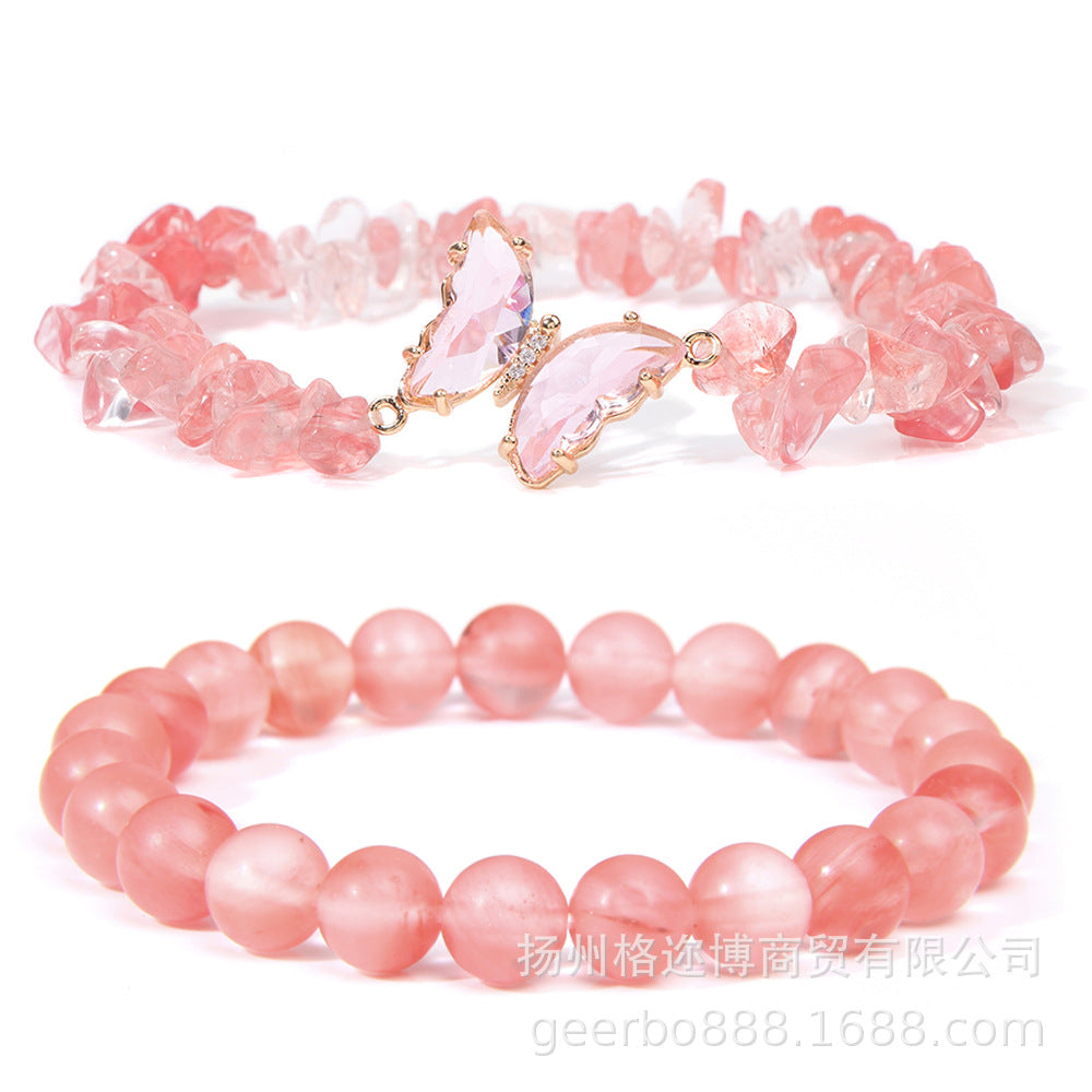 Wholesale Natural Stone Amethyst Gravel Double Layer Lapis Lazuli Bracelet