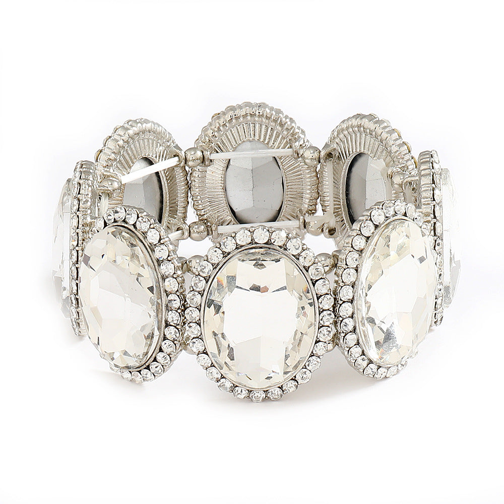 Wholesale Stylish Golden White Rhinestone Circle Bangle European Fashion Jewelry Accessory For Gift Giving And Boutique Resale