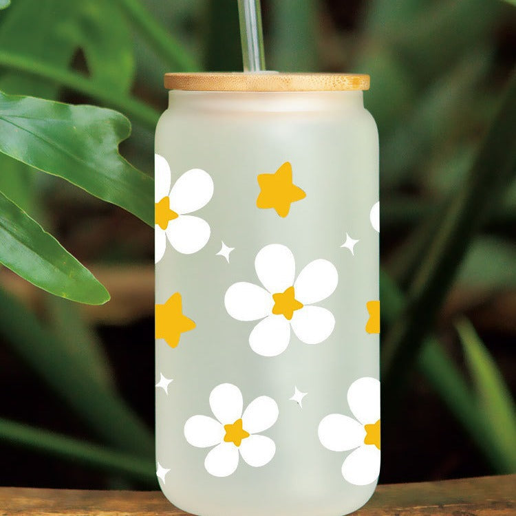 Wholesale colorful flowers 16oz Cup UV DTF Wraps