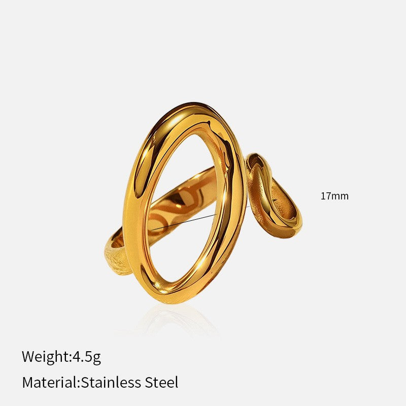 Wholesale Trendy Glossy Open Titanium Steel Ring Stainless Steel 18K Gold Plated Niche Ring