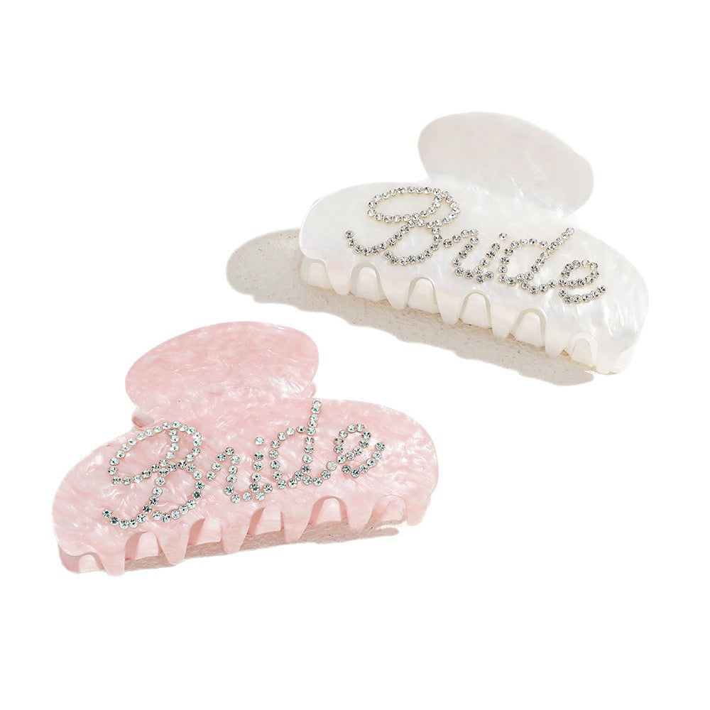 Wholesale Acrylic Hair Claw Clip With Rhinestone BRIDE Letter Women S Wedding Party Hair Accessory For Boutique Resale
