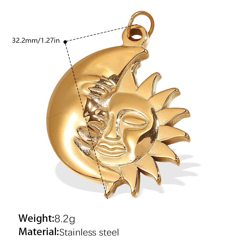 Wholesale Stainless steel 18K gold-plated sun and moon pendant necklace