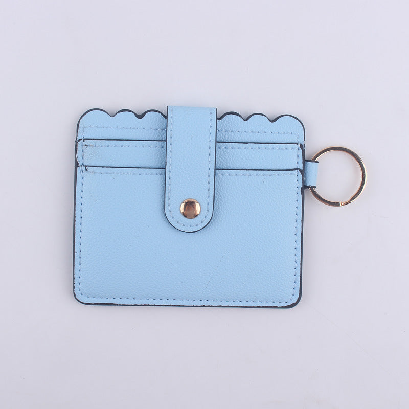 Wholesale Color Solid Color ID Case PU Leather Card Holder Keychain Coin Purse