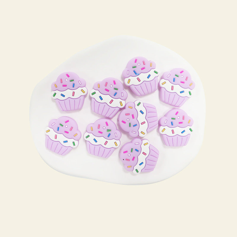 Wholesale 10pcs/pack cute little cake beaded pen beads silicone decorative accessories DIY beads