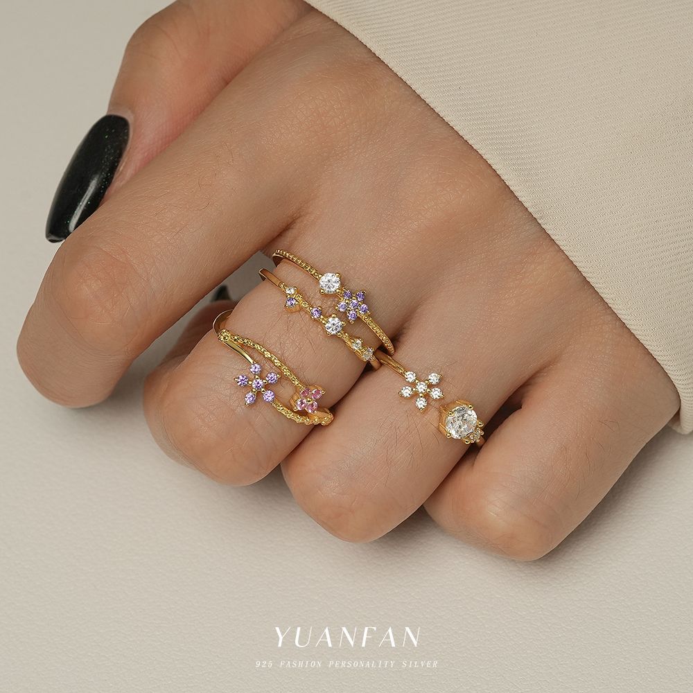 Wholesale S925 Sterling Silver French Flower Ring