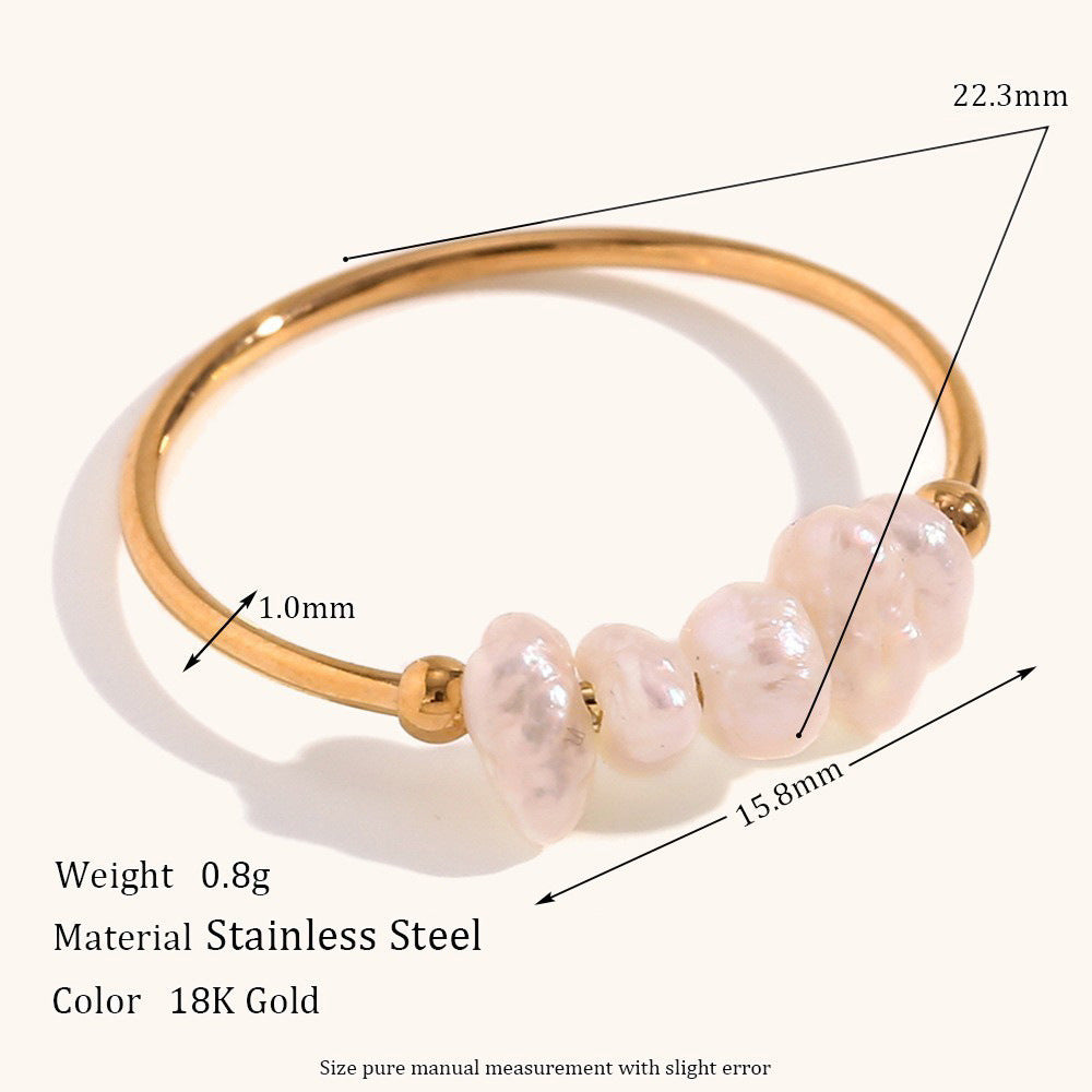 Wholesale fine-cut freshwater pearl Stainless Steel Rings