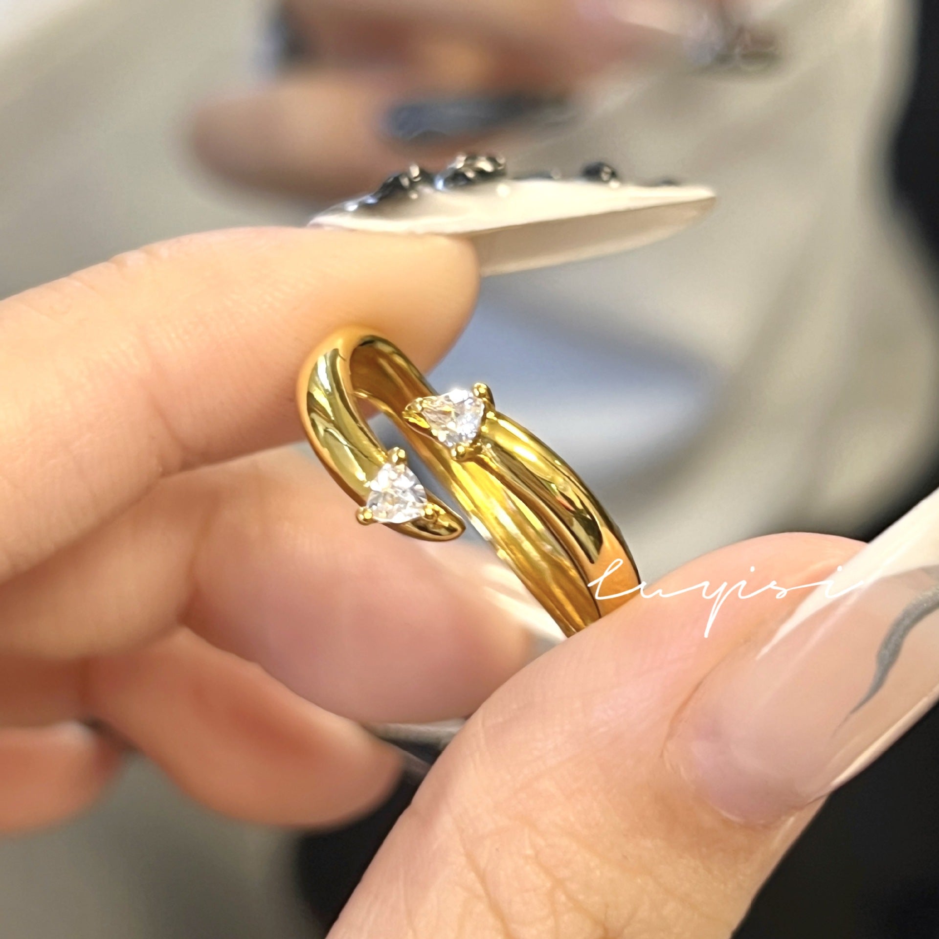 Wholesale Minimalist plain ring horse eye zircon ring