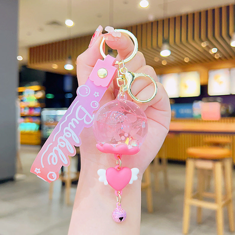 Wholesale Dried Flower Quicksand Liquid Acrylic Keychain