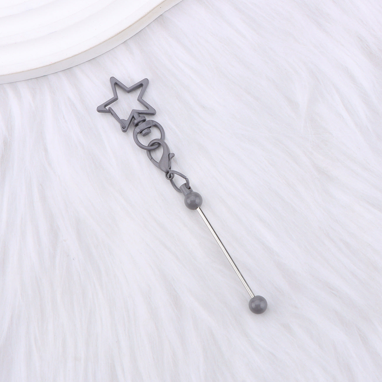 Wholesale  DIY Beaded Five-Pointed Star Keychain Metal Beaded Keychain