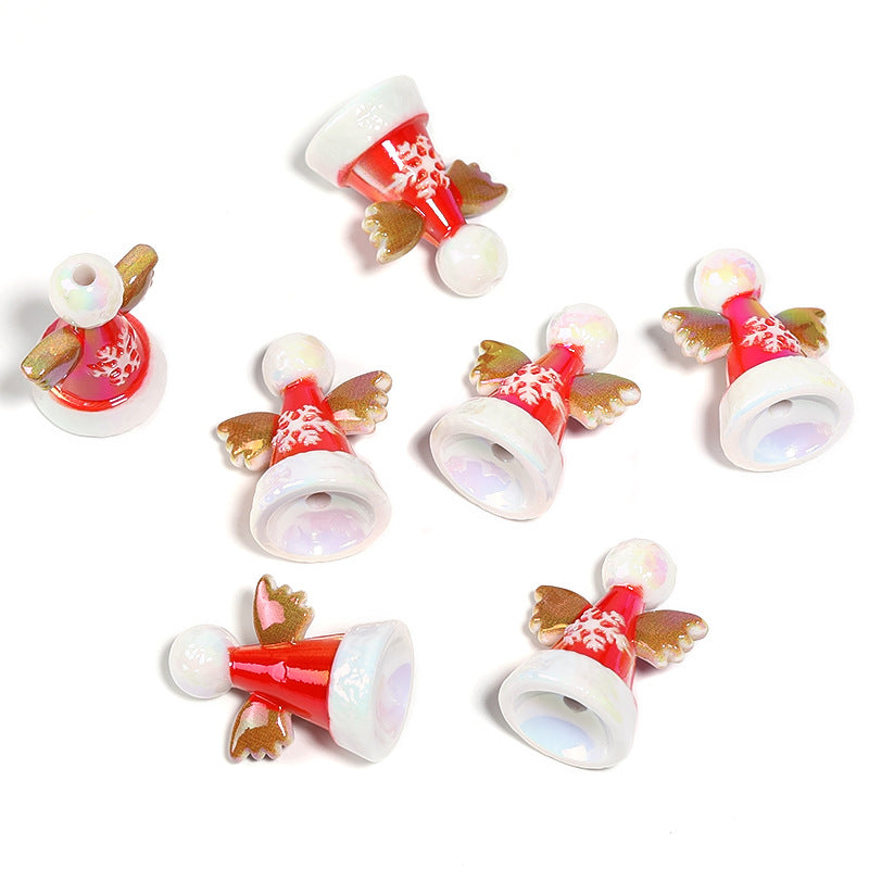 Wholesale 50pcs Diy Creative Christmas Santa Hat Snowflake Antler Beads