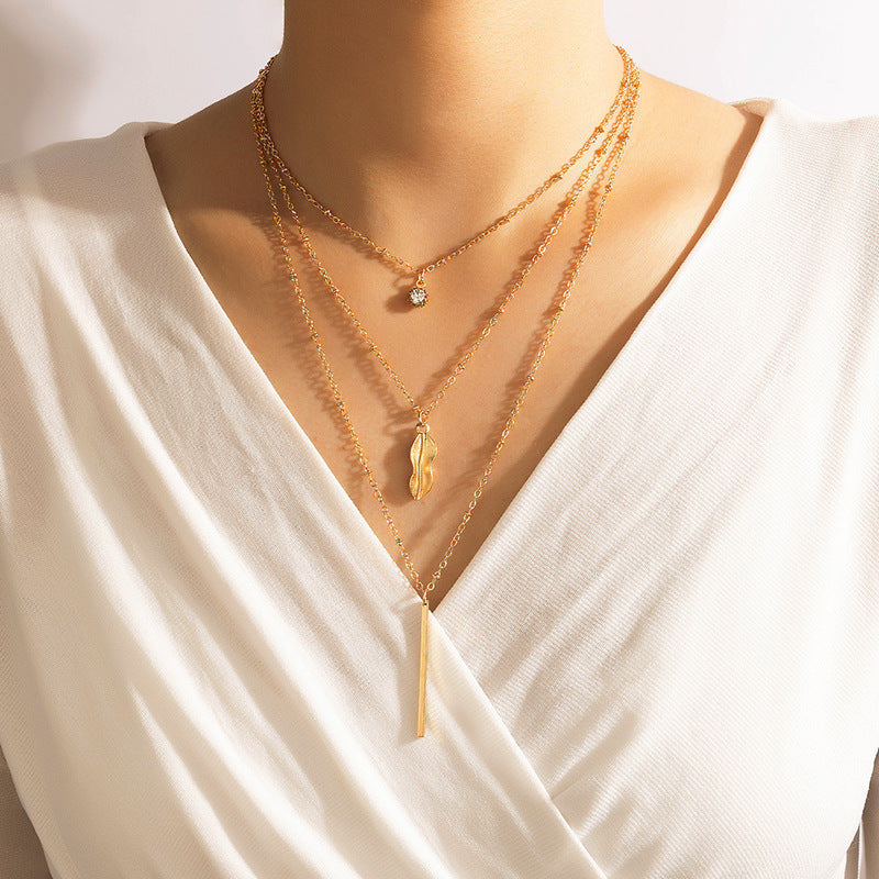 Wholesale Butterfly Letter Disc Three Layer Necklace