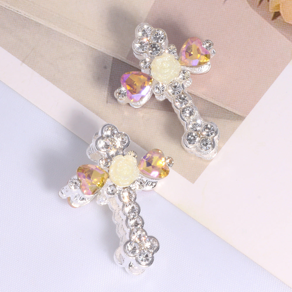 Wholesale 6 pcs/pack double-sided alloy flower-shaped cross DIY jewelry accessories